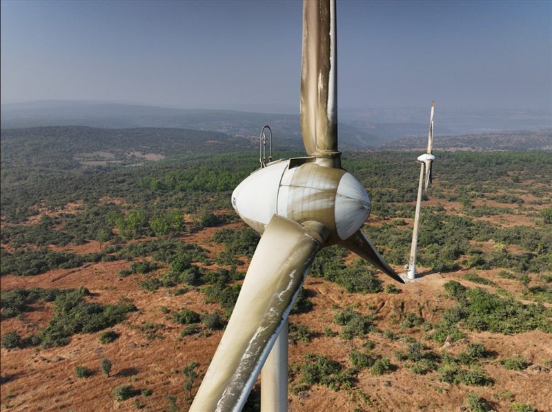 Drone inspection of a wind turbine