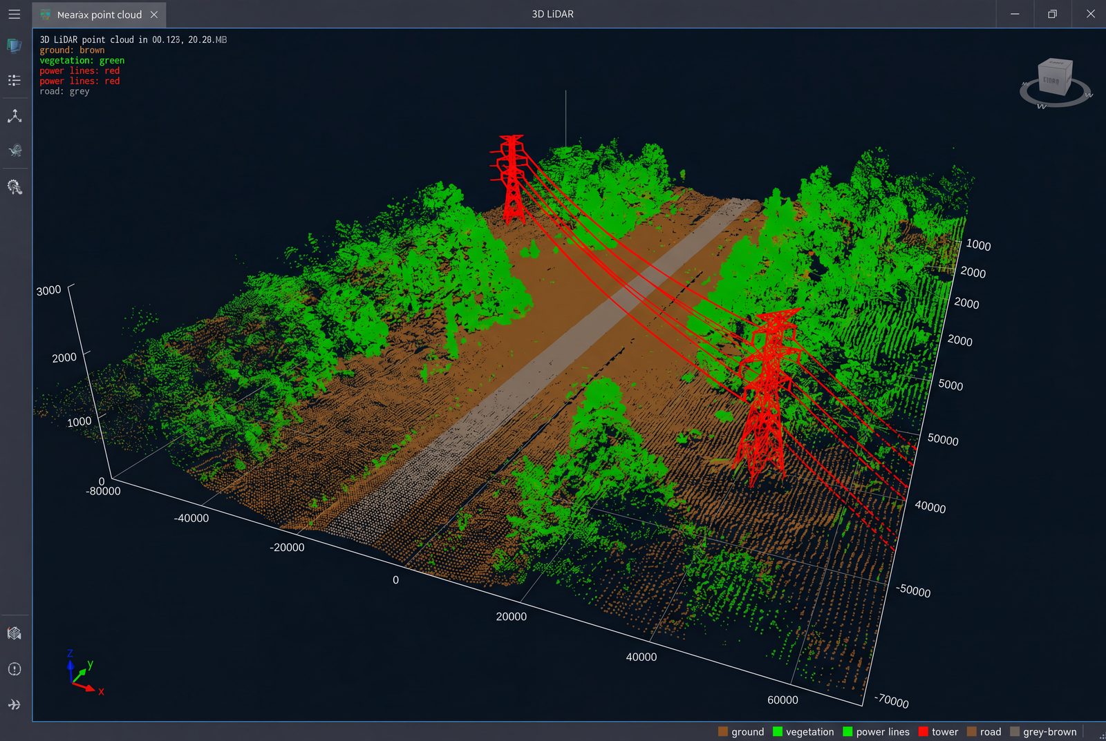 Drone LiDAR point cloud of terrain and vegetation